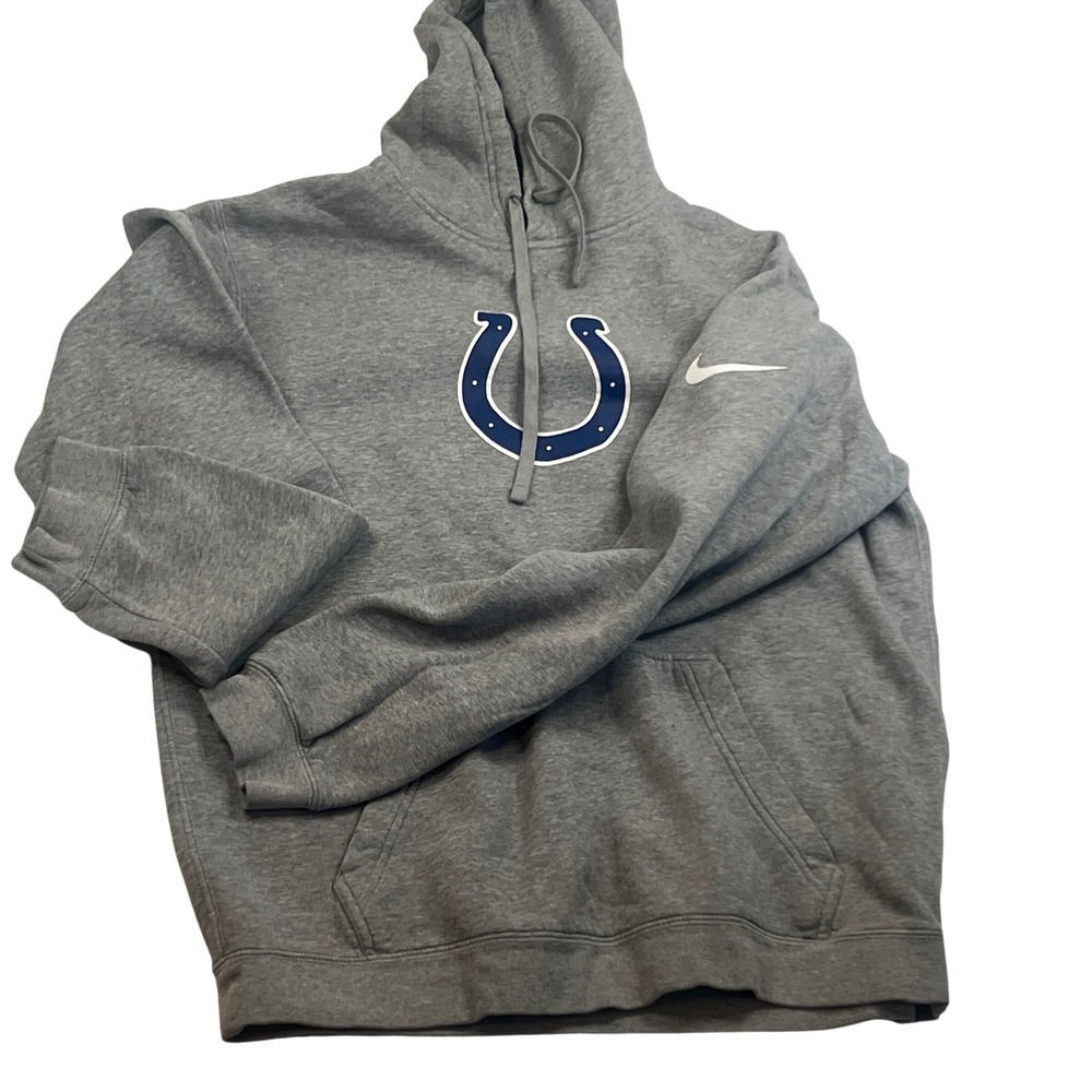 Nike NFL Indianapolis Colts Hoodie Mens Medium Gray Pullover Fleece Sweatshirt